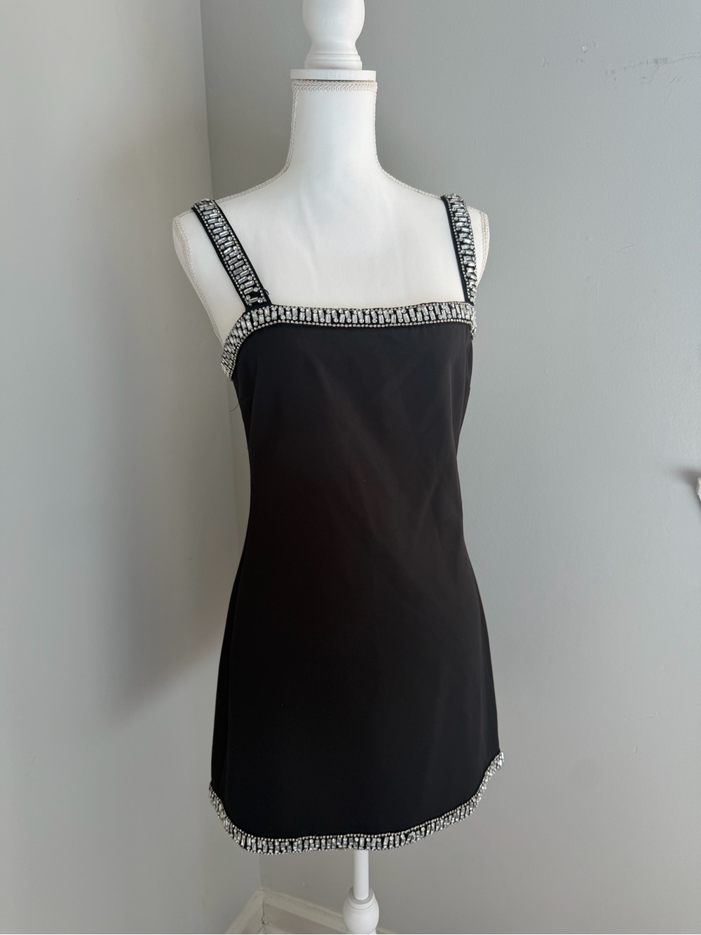 House of Harlow 1960 Black Mini Dress with Crystal Trim